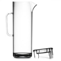 Polycarbonate 1.7 Litre Jug with Lid and 6 multi coloured juice glasses, lid off